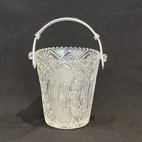 Image 2 of Seau à glaçons en cristal taillé rétro et anses chrome  - seau à glace vintage 1960