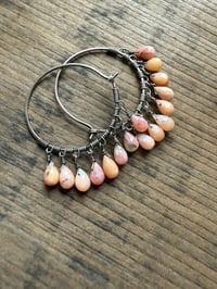 Image 11 of Pink Opal hoops earrings/ n17