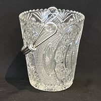 Image 3 of Seau à glaçons en cristal taillé rétro et anses chrome  - seau à glace vintage 1960