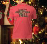 Image 1 of Merry Christmas Y'all Heather Red Canvas Bella Tee - FREE SHIPPING!!
