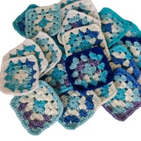 Image 3 of 20 Crochet Granny Squares Navy Blue Colour Scheme 3.5-inch Size