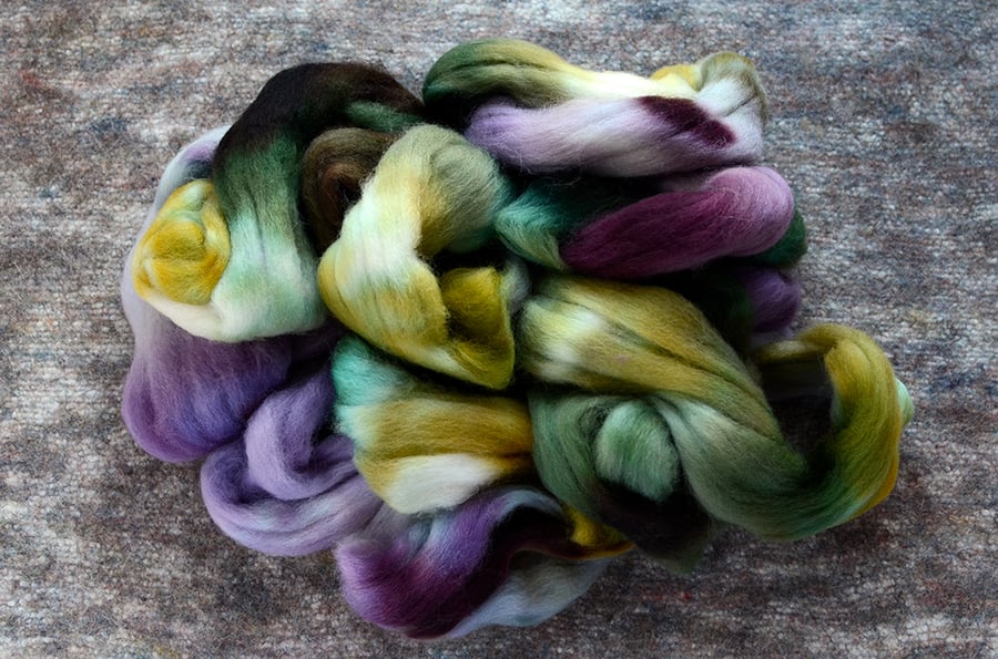 Image of "Floorboards Squeaked" Hand-Dyed Falkland Spinning Fiber - 4 oz.