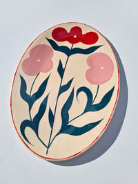 Image 3 of TRIO | grand plat ovale rouge et rose