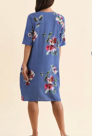 Image of Cleo Linen/ Cotton Dress- demin stonewash