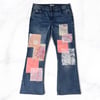 Pink Mosaic Patchwork Flare Jeans 34”