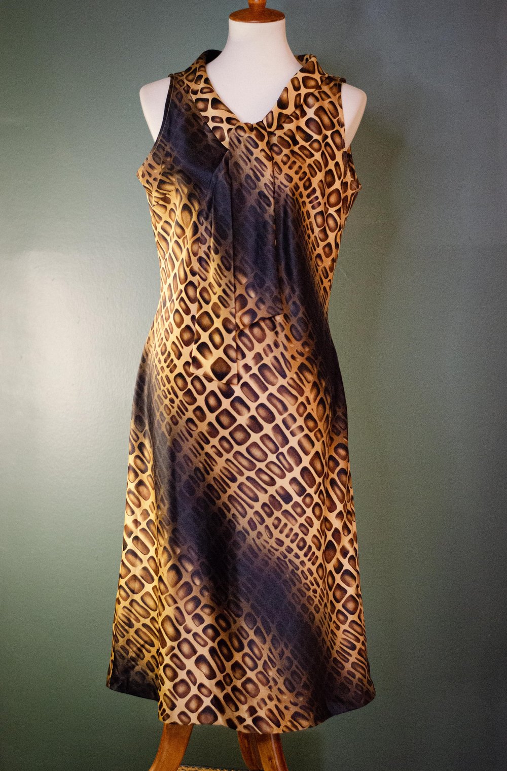 Image of Vintage Ashara Bow Tie Satin Midi Dress