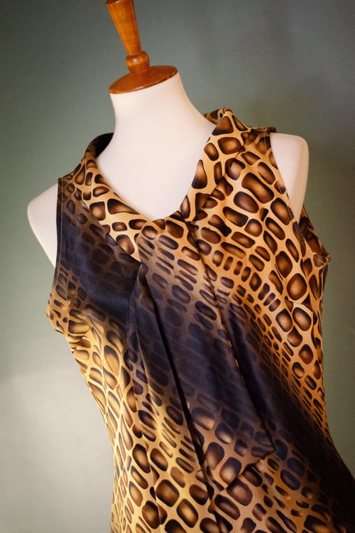 Image of Vintage Ashara Bow Tie Satin Midi Dress