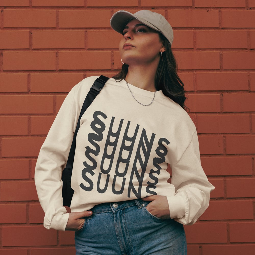 Image of LONG SLEEVE SHIRT ECRU FADED LOGO