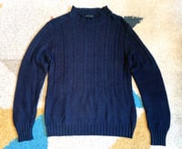 Image 1 of Stevenson Overall jeans indigo dyed knit cotton sweater, size S (fits S/M)