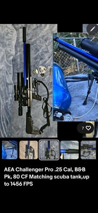 AEA CHALLENGER PRO .25 UP TO 123 FPE & SPEEDS OVER 1450 FPS WITH THE B&B PK. 80 CF SCUBA TANK 