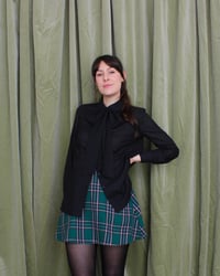 Image 4 of Ready-to-ship liquorice flower button bow blouse