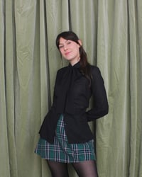 Image 1 of Ready-to-ship liquorice flower button bow blouse