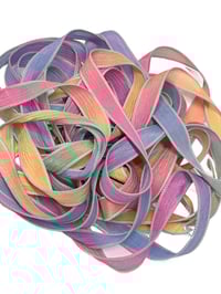 Image 5 of 1PC. RAINBOW 42" hand dyed wrist wrap bracelet silk ribbon//Yoga wrist wrap bracelet ribbon