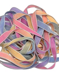 Image 1 of 1PC. RAINBOW 42" hand dyed wrist wrap bracelet silk ribbon//Yoga wrist wrap bracelet ribbon