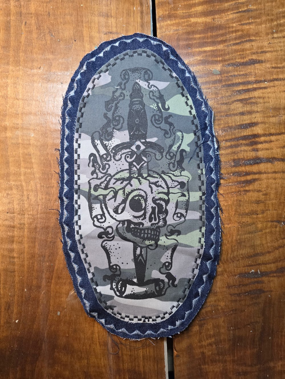 Camo skull and dagger patch