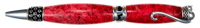 Cat Twist Pen in Chrome Finish with Stabilized Box Elder Burl Dyed Red