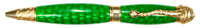 Serpent Twist Pen in 22KT Gold Finish with Dragonz Green Resin Body