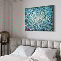 Image 4 of 'Azure stellae 10' - 124x95cm, FRAMED in Natural Oak