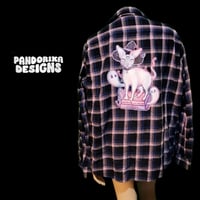 Unisex XL Witch Cat Upcycled Flannel