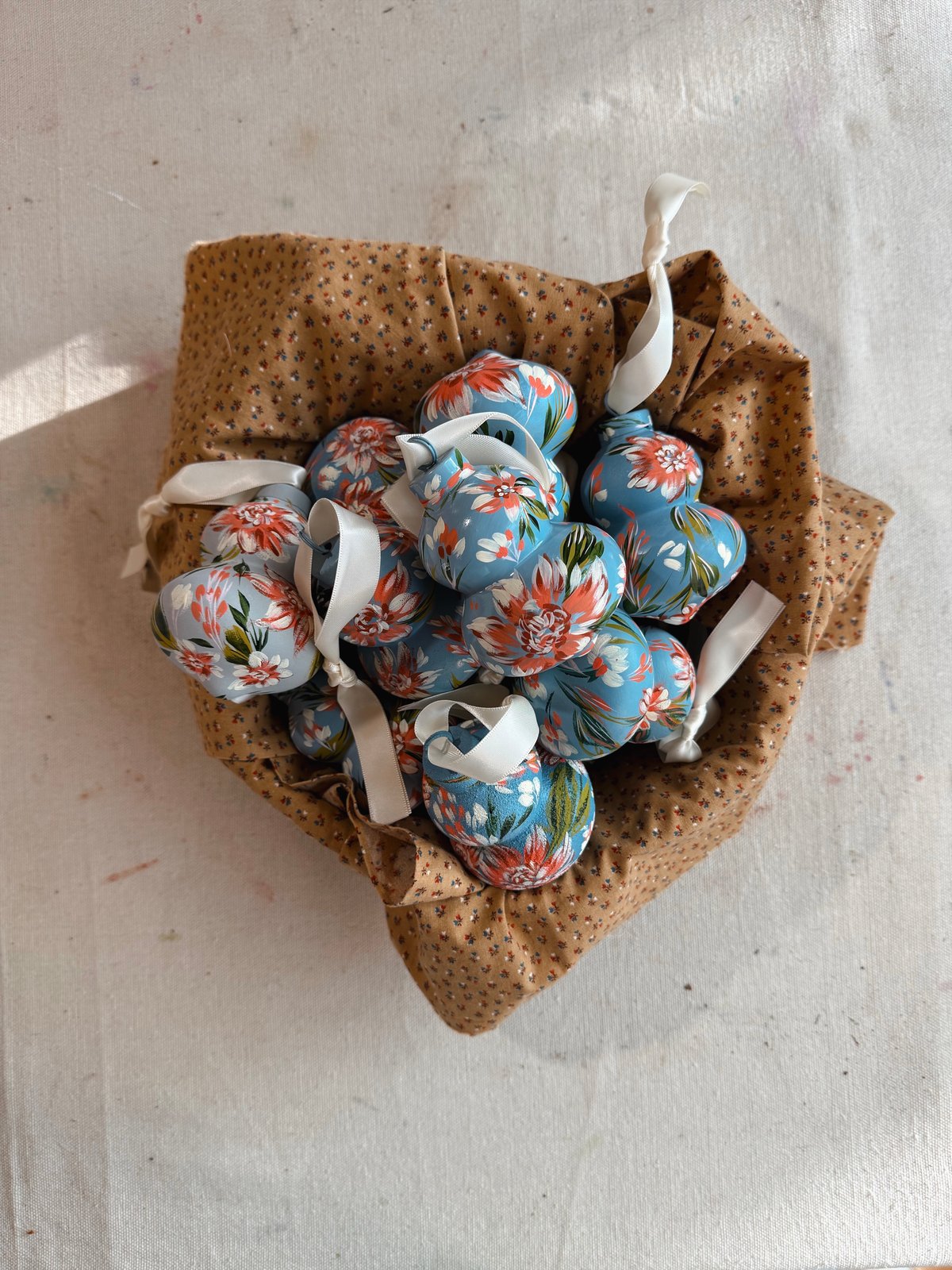 Image of Frosted Blue Dahlia Ornament