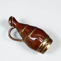 Image 6 of Ancien pichet en céramique marron avec bouchon forme tonneau Sarreguemines 1940