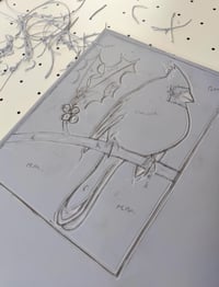 Image 7 of Holiday Northern Cardinal Linocut Card