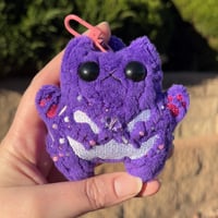 Image 1 of Purple/White Cat-o-Lantern Keychain Plushie