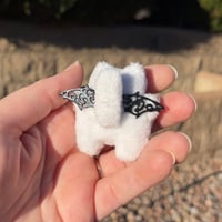 Image 2 of White Micro Kitty Plushie with Black Wings