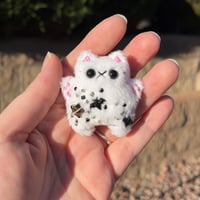 Image 1 of White Micro Kitty Plushie with Black Wings