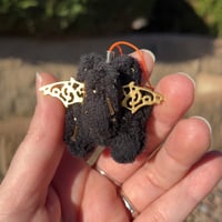 Image 3 of Black Micro Kitty Keychain with Gold Wings