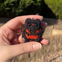 Image 1 of Black Micro Kitty Keychain with Gold Wings