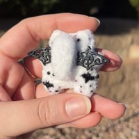 Image 2 of White/Black Micro Kitty Plushie with Black Wings