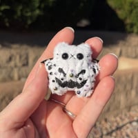 Image 1 of White/Black Micro Kitty Plushie with Black Wings