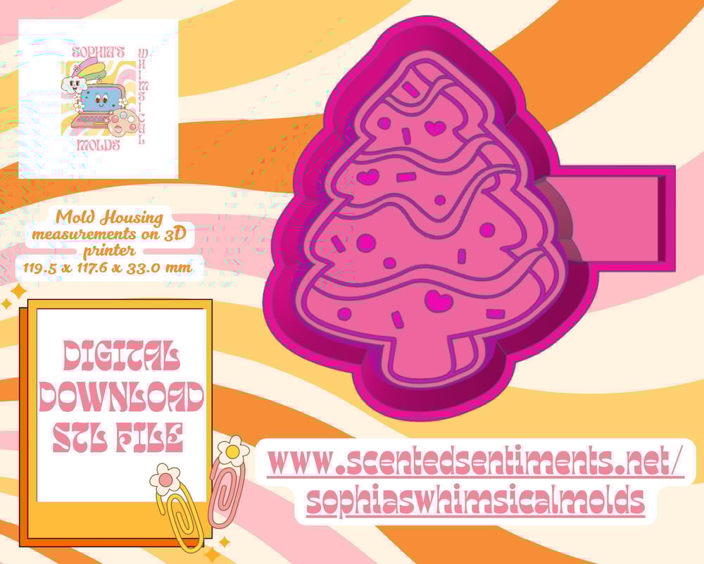 Image of Christmas Tree Snack Cake Mold|Housing Mold Maker STL File for Freshies|Aroma Beads|Freshie Mold