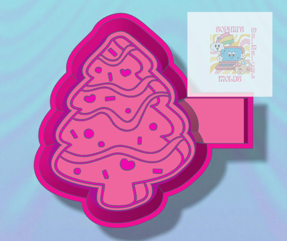 Image of Christmas Tree Snack Cake Mold|Housing Mold Maker STL File for Freshies|Aroma Beads|Freshie Mold