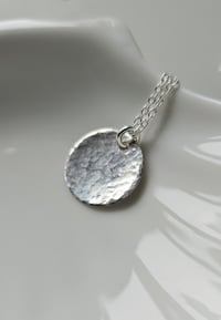 Image 2 of Hammered sterling silver disc necklace