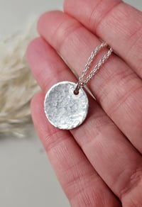 Image 3 of Hammered sterling silver disc necklace