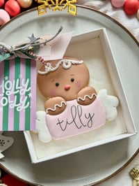 Image 1 of Personalised Gingerbread man - pink (leave name in notes at checkout)