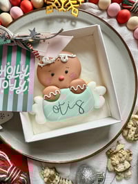 Image 1 of Personalised Gingerbread man - blue (leave name in notes at checkout)