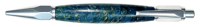 Vertex Click Pen in Chrome Finish with Stabilized Box Elder Burl Dyed Blue Body