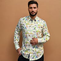 Camisa acuarela verdes y naranjas