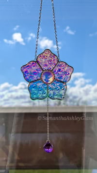 Image 2 of Gem Flower - Dichroic Florentine w/Hanging Gem
