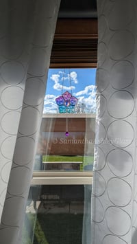 Image 3 of Gem Flower - Dichroic Florentine w/Hanging Gem