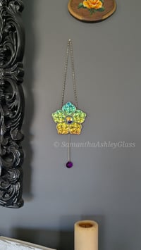 Image 1 of Gem Flower - Dichroic Florentine w/Hanging Gem