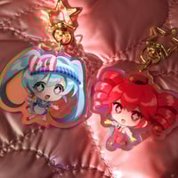 Mesmerizer Miku and Teto Holographic Keychains