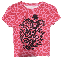 Angry Kitty Baby Tee ✷ Pink Hearts