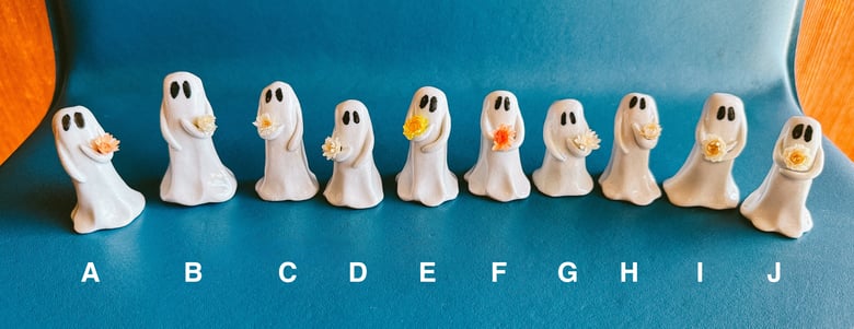 Image of Mini Porcelain Ghosts with Flower (Sold Individually)