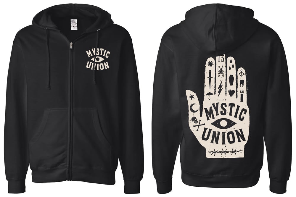 Image of Mystic Union Hand Symbols - Full Zip Hooded Sweatshirt