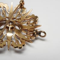 Image 5 of Victorian 14k Yellow Gold, Diamond, and Seed Pearl Pendant, Brooch