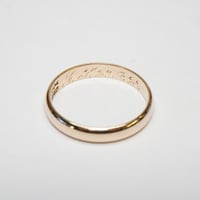 Image 2 of Antique 14k Yellow Gold Wedding Band with Engraving Dated 1922